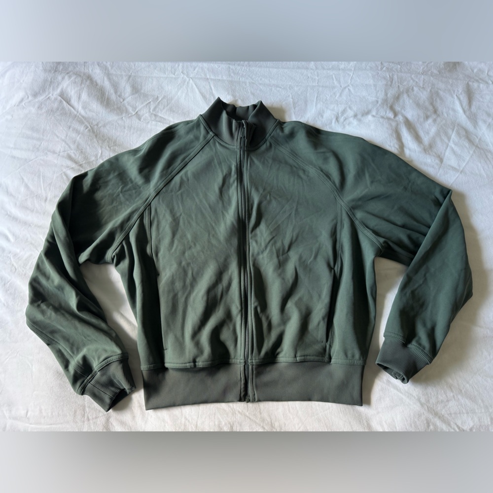 lululemon jacket womens wunder under train track bomber jacket sage green size 4